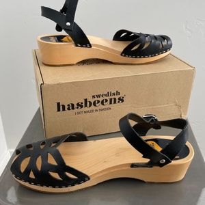 Swedish Hasbeens Women's Ornament Clog Sandal - Black - 41EU - Retail $280